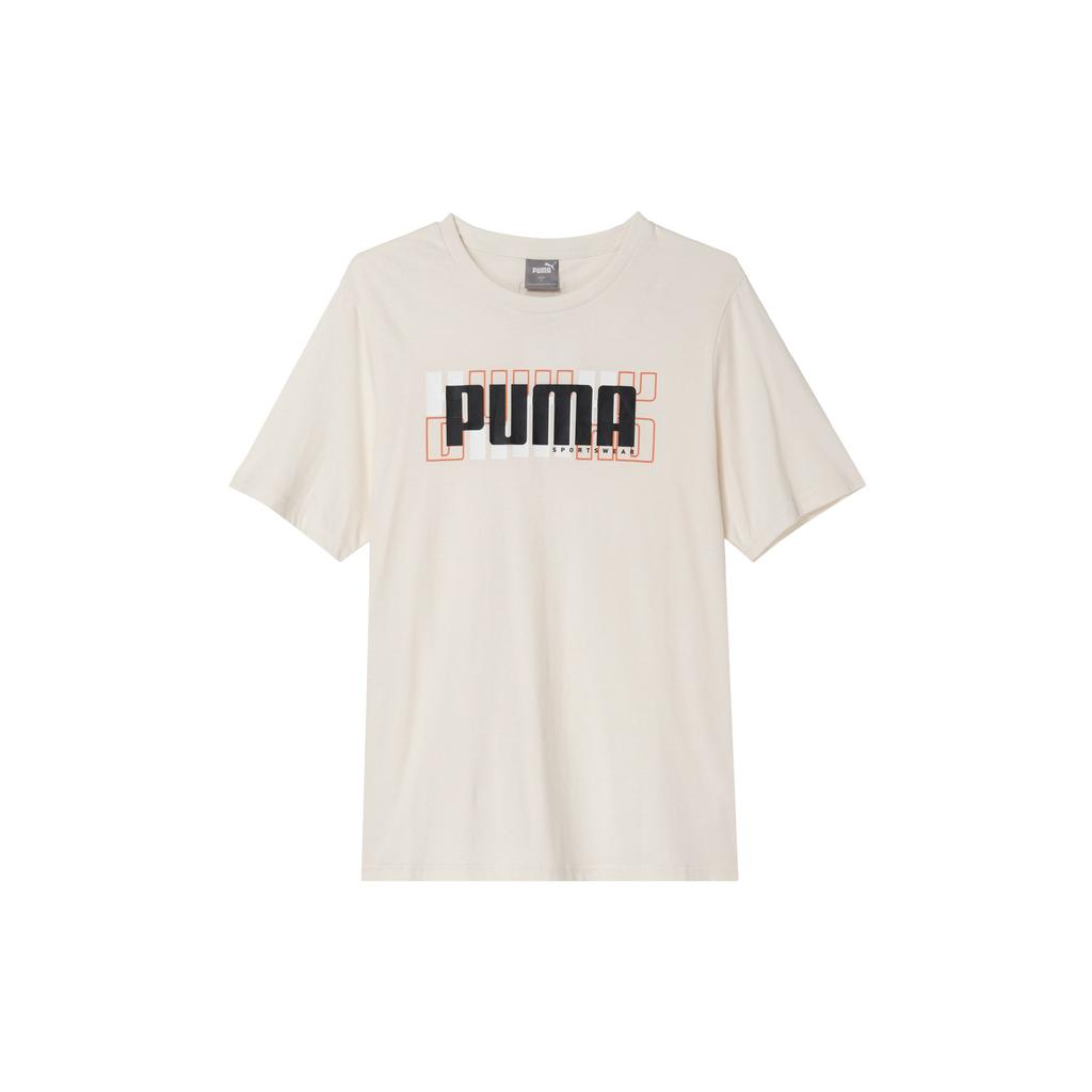 Puma Letter Print Breathable Casual Short Sleeve T-Shirt Men Tops Khaki 845911-75