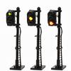 Set of 3 1:150 Traffic Signal Lights, Three-Light Traffic Light, Black Metal Light Pole, for Model Trains, Buildings, Dioramas, and Educational DIY Pr