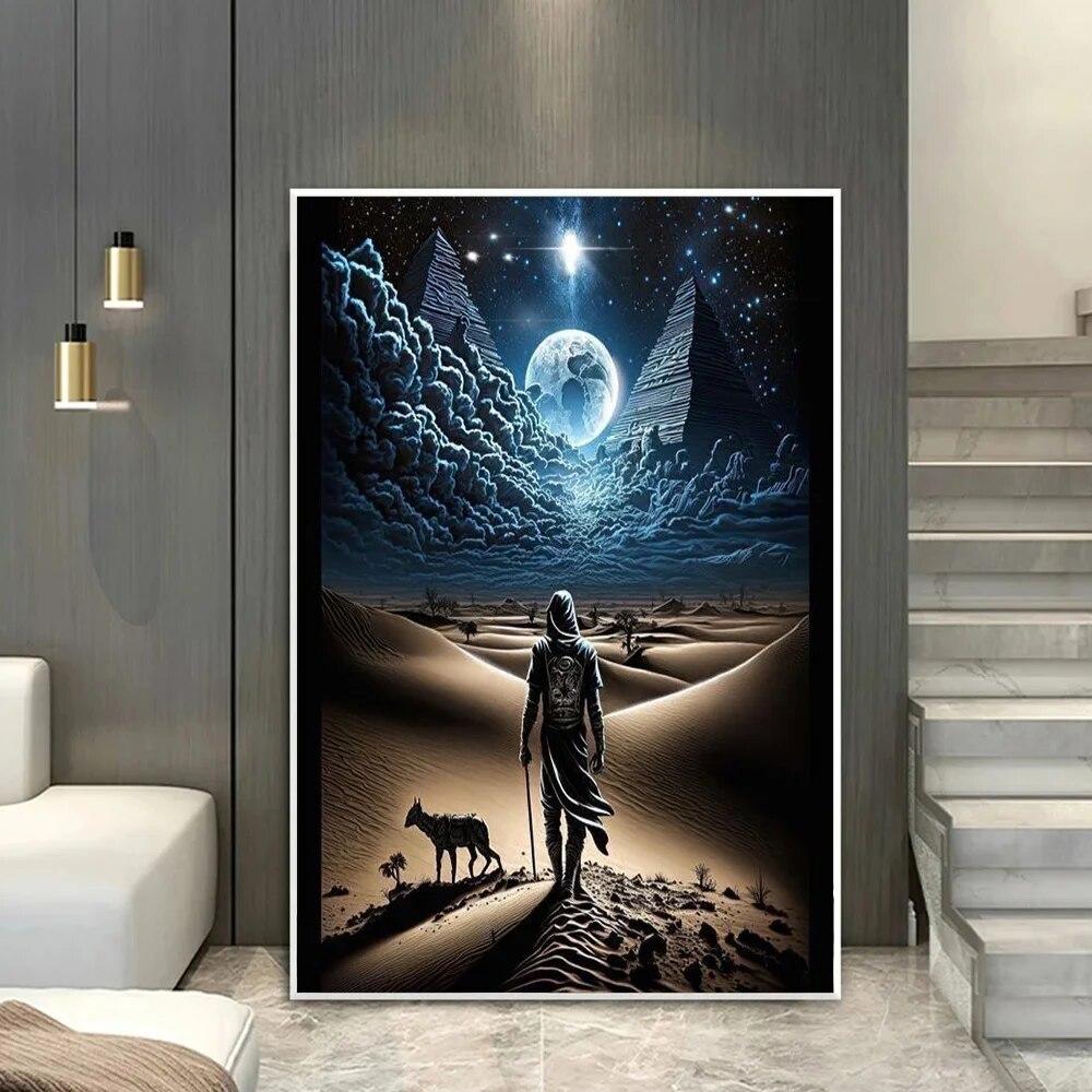 Fantastic Pyramid Landacape Poster Prints For Living Room Home Decor Surrealism Egyptian Pharaoh Canvas Painting Wall Art No Frame