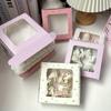 10pcs Gift Boxes with Window Printed Kraft Paper Box Treat Packaging for Hair Accessories Soap Crafts Treat Boxes Gift Wrap Box for Birthday Party