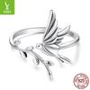 Bird Open Ring Adjustable Women'S 925 Sterling Silver Oxide Plain Silver Bird Ring Jewelry