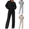 2 Pcs/Set Women Hoodie Pants Suit Drawstring Thread Long Sleeves Solid Color