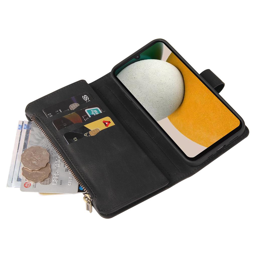 For Samsung Galaxy A15 4G Zipper Wallet Case with 15 Card Slots and Strap Leather Phone Cover