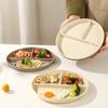Round Dinner Plate With 3 Compartment Reusable Plastic Food Plate Microwave Heatable Fruit Salad Plates For Adults Kids