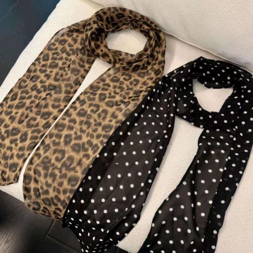 195*4cm Long Neck Scarf Leopard Print Neckerchief Retro Leopard Scarf Women