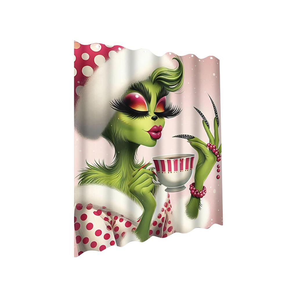 Christmas Decorations Shower Curtain: Xmas Waterproof Bathroom Decor With 12PCS Hooks 72x72Inches