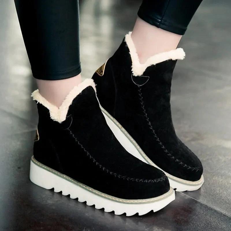2024 New Winter Oversized Flat Heel Thick Soled Snow Boots with Warm Low Cut, Comfortable and Fashionable Cotton Boots for Women