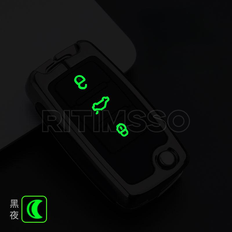 Alloy Car Flip Key Case Cover For Volkswagen VW Polo Golf Passat Tiguan Beetle Caddy T5 Up Eos Skoda Octavia Seat Leon Altea