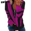 Autumn Women's V-neck Zipper Personalized Printed Women's Long Sleeve Hoodie