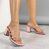 Summer New Women's Sandals with Thin Straps Phnom Penh Square Head Casual Fashion High Heels Cool Slippers Women