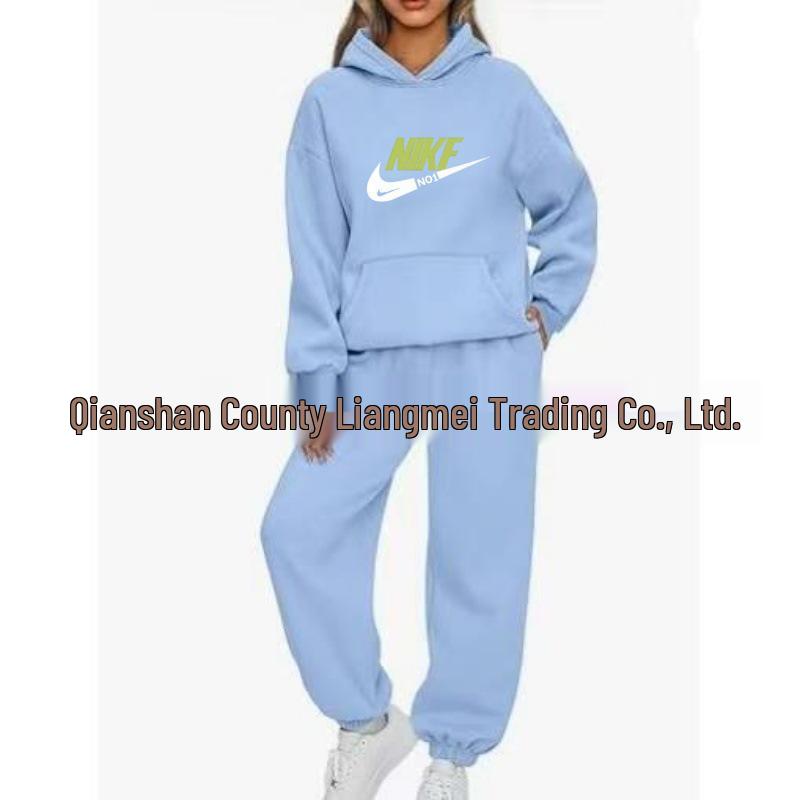 Unisex Solid Color Hooded Sweatshirt Set - Casual Spring/Autumn Two-Piece Tracksuit 2025