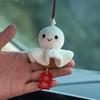Crochet Sunny Doll Car Charm Handmade Knitted Car Rear View Mirror Hanging Ornaments for Automotive Interior Accessories