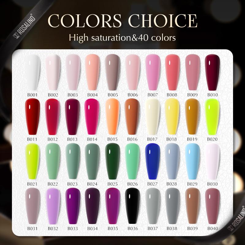 ROSALIND Colorful Nail Gel Polish Hybrid Gel Polish for Nail Art Design Soak Off Base Top Coat UV/LED Lamp Nail Enhancement 40 Colors