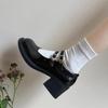 Mary Jane Small Leather Shoes Women's New Autumn Versatile One-word Buckle with Thick-soled Thick-heeled High-heeled Single Shoes