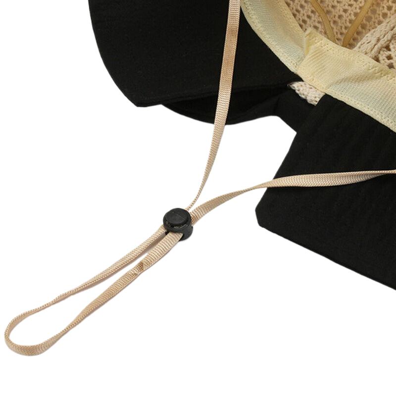 1 Piece Bow Hollow Stitching Panama Hats Fisherman Uv Protection Sun Hat Summer Women'S Bucket Foldable Basin Sunscreen Cap