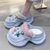 Fashion Lace Bow Chunky Platform Sandals for Women 2025 Summer Thick Bottom Eva Garden Slippers Woman Fashion Color Beads Beach Sandals