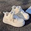 Women Breathable Retro Sneakers Casual Star White Shoes Thick Heel Heart Sneakers Casual Running Platform Y2K Lovely Bread Shoes