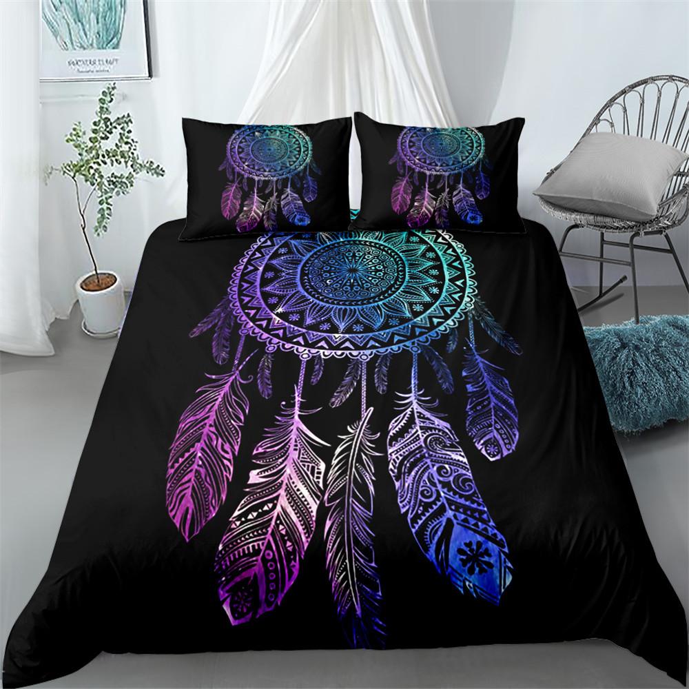 Bohemian Mandala Purple Duvet Cover Set Single Twin Double Queen King Cal King Size Bed Linen Set