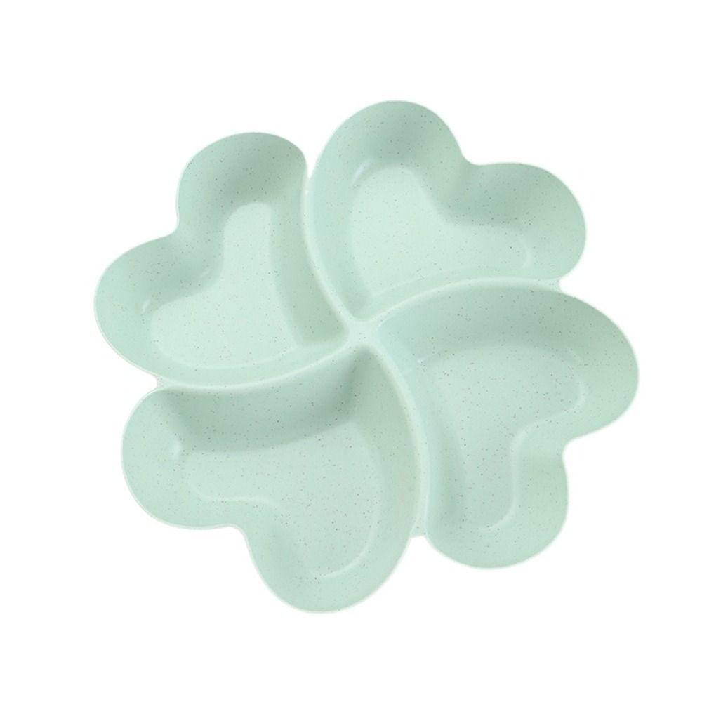 Wheat Straw Appetizer Serving Platter Unbreakable 4-Compartment Food Storage Tray Four Leaf Clover Shape Snacks Serving Dish