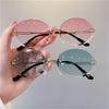 Rimless Oval Sunglasses Metal Frameless Shades Fashion Punk Sun Glasses for Women & Men