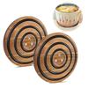 Magnetic Pot Set Coaster Trivet Heat-Resistant Wood Hot Pad with Anti-Slip Silicone Rings