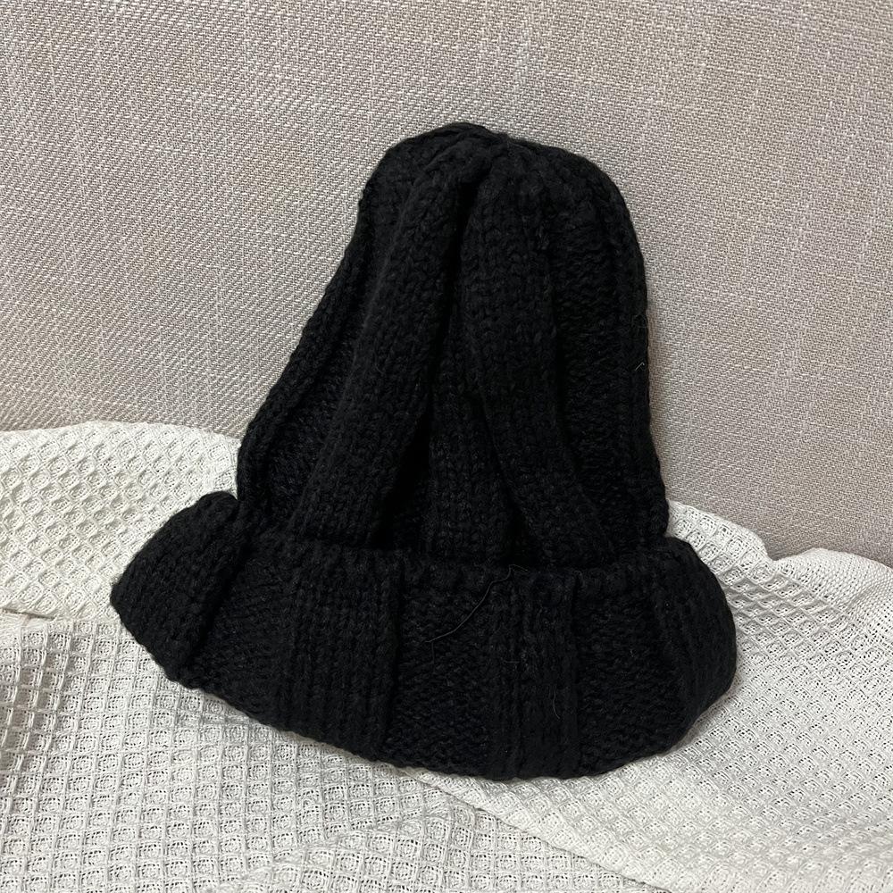 Do Not Pick People, Solid Color Knitted Hats for Men and Women, Thickened and Showing the Face, Small Cone Top Wool Hat, Bare Body Pullover Hat Tide