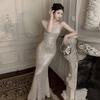 Women's French High-end Light Luxury Sequined Slim Dress Dress