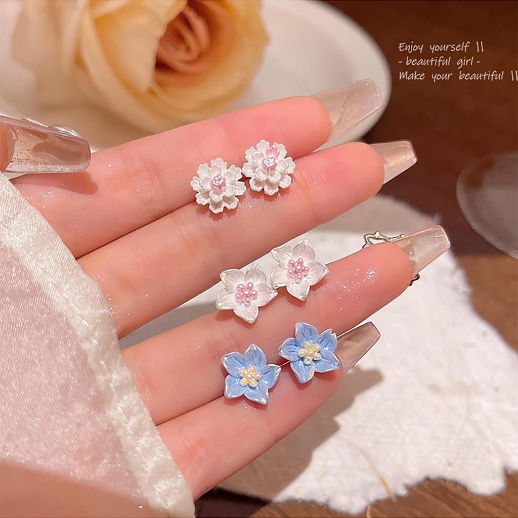 Korean Series Light Luxury Niche Advanced Feeling Camellia Flower Earrings For Women