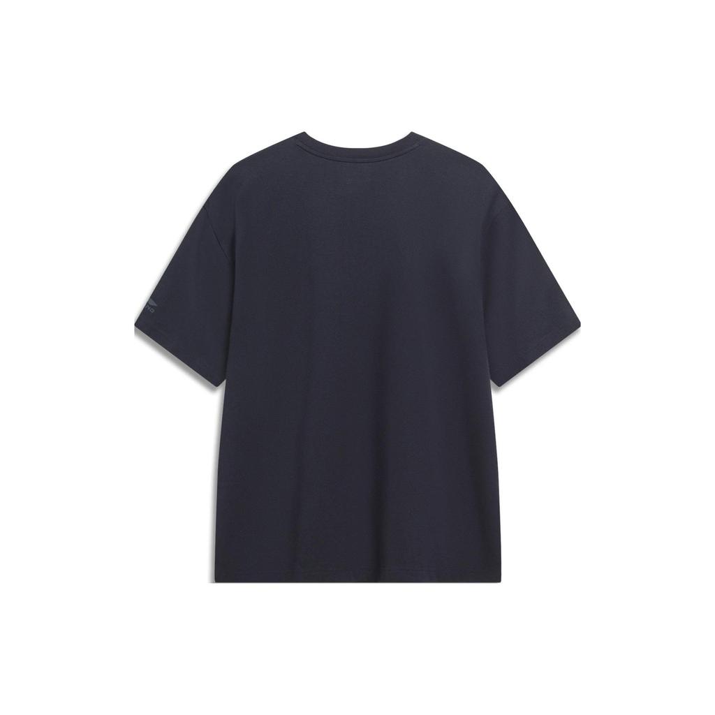 Li-Ning Basketball Print Crew Neck Short Sleeve T-Shirt Men Tops Black AHST595-1