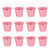 PATIKIL X Small Metal Buckets with Pack of 12 Mini Galvanized Buckets for Party Pink 5.1" 4.7" Handles, Crafts, Favors, Decorations,