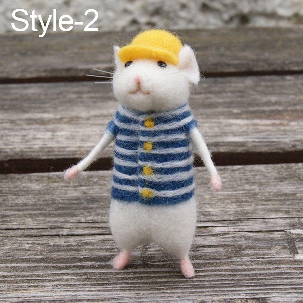 Non-Finished Poked Needle Kit Wool Kits Gift Mouse Wool Felting Mouse Ornament Felt Toy Doll