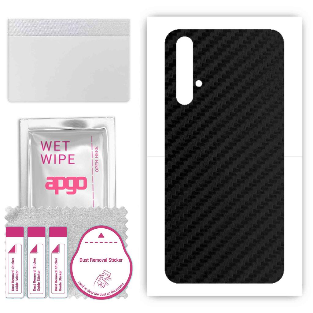 apgo Protective Skin Sticker for the Back Compatible with Huawei Nova 5T, Wrap Film, Foil, Vinyl - Pattern Carbon Black