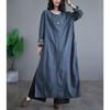 Spring Women Denim Dress Cotton Casual Vintage Loose Oversized Dress Long Sleeve Basic