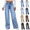 Women's High Waist Washed Women's Jeans Fashionable Versatile Straight Leg Pants
