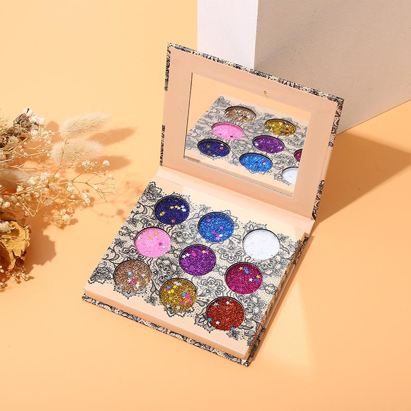 9-color Diamond Sequin Eyeshadow Palette Pearlescent Matte Waterproof Pink Diamond Eyeshadow Palette