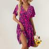 Women's Summer Dress Loose Beach Vacation Casual Deep V Neck Short Sleeve Dress Elegant Dress