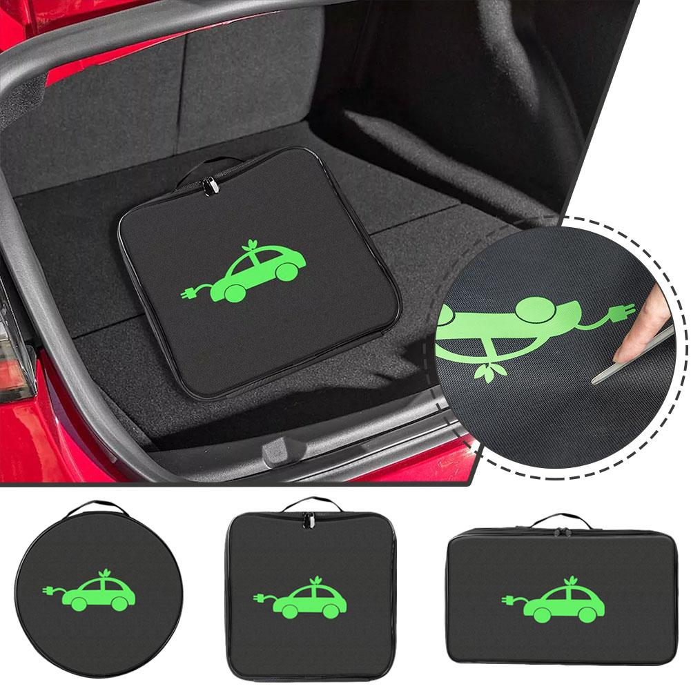 Charging Guns Storage Bag Jumper Cable Bag Waterproof Flame-retardant EV Car Rechargeable Gun Storage Organizer