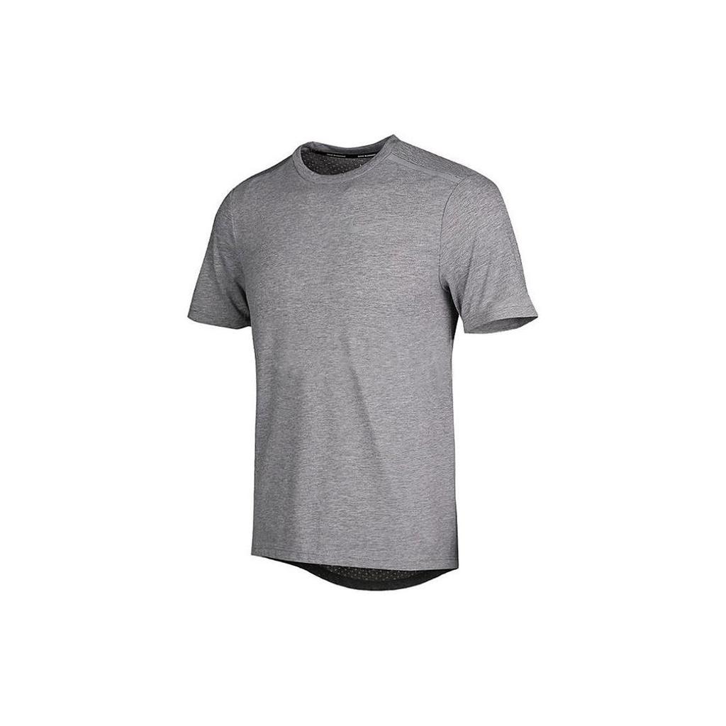 Nike Striped Logo Print Quick-Dry Running Crew Neck T-Shirt Men Tops Gray 892814-036