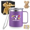 Purple Double-walled Stainless Steel Tumbler with Lid, Coffee Cup with Handle, Vacuum Insulated, Keeps Hot or Cold Drinks Hot or Cold, Perfect for