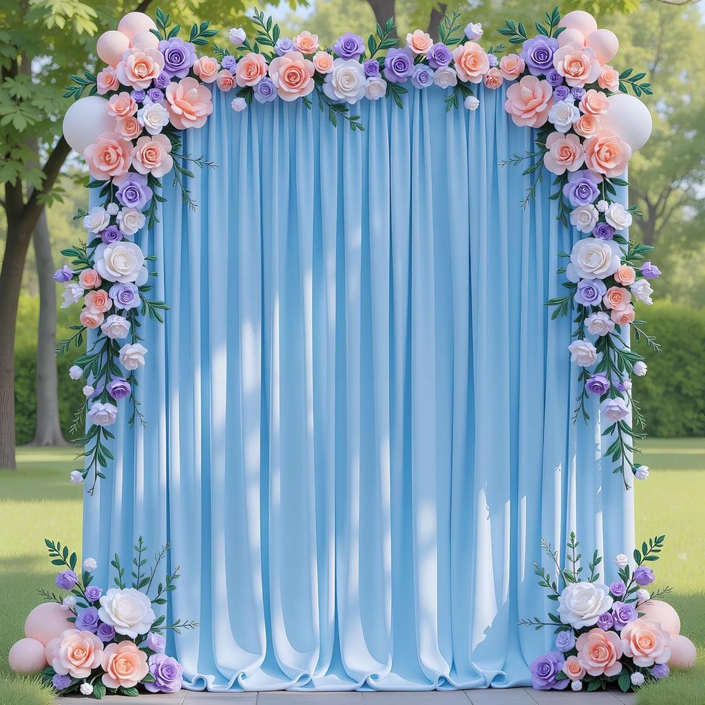 5x8/10ft Wrinkle Free White Satin Backdrop Curtains for Wedding Birthday Parties Photography Background Baby Shower Decorations
