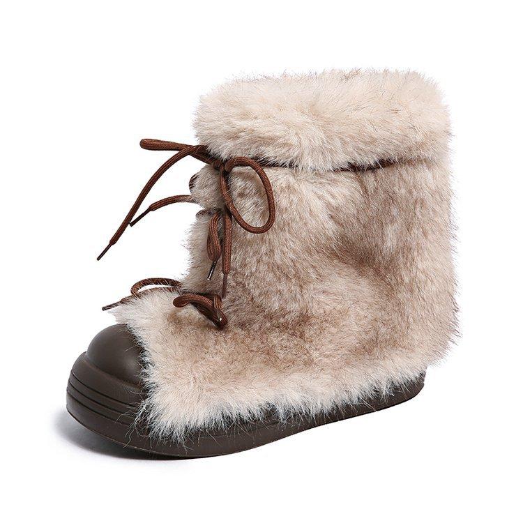 Small Thick-soled Snow Boots Women's 2025 New Autumn and Winter Thickened Fluffy Short Boots Wear Warm Cotton Shoes