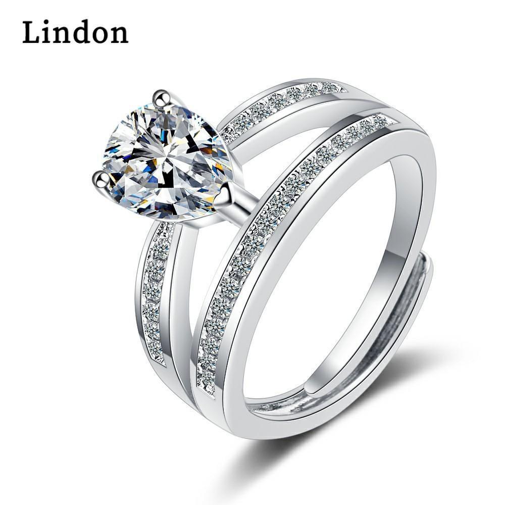 Lindon Classic Copper Zircon Ring Ladies Jewelry Wedding Promise Party Gift