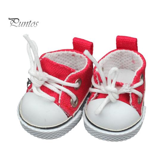 1 Pair Doll Shoes Mini Lace-Up Canvas Sneakers for 17cm Dolls Fingerboard Mini Finger Shoes Toy Accessory Realistic Design Creative Gift