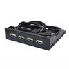 3.5" USB 2.0 Floppy Drive Front Panel with 4-Port Hub