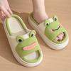Cute Cartoon Frog Home Linen Platform Slippers for Four Seasons Indoor Green Anti Slip Thick Sole Wear-resistant Cool Slippers