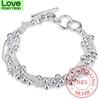 925 Silver Bracelet For Women Fine Jewelry Wholesale Real Pure Six Tassels Beads Ol Female Simple Special Brand Gift
