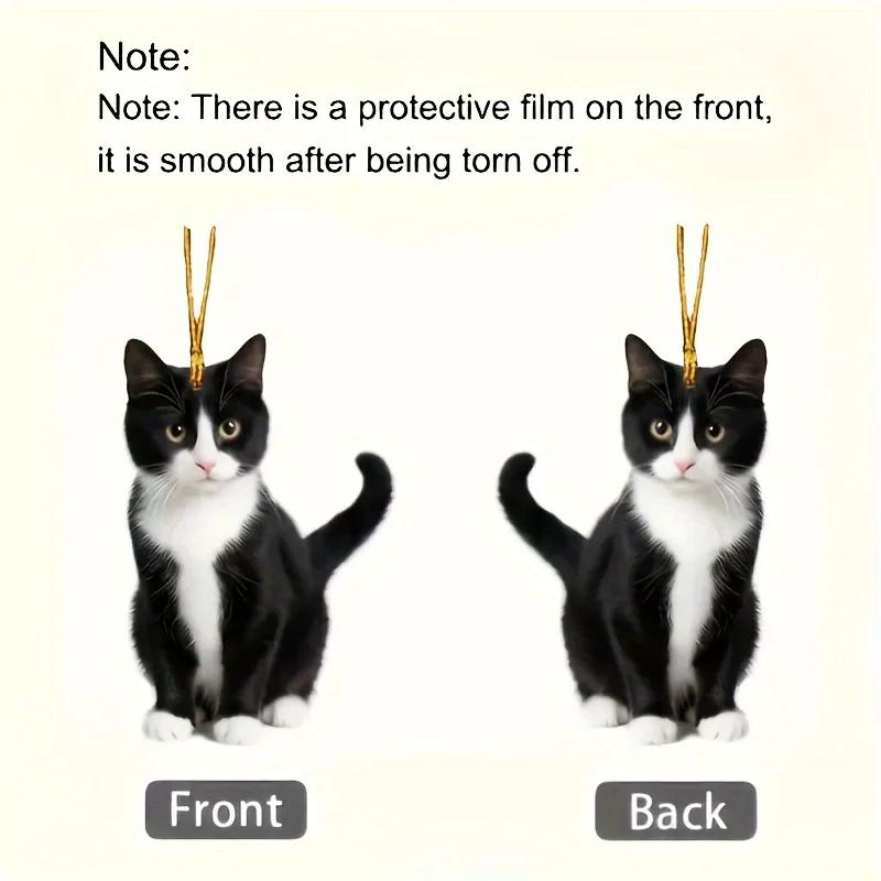 2D Acrylic Small Black Cat Pendant Flat Cat Car Rearview Mirror Decoration Pendant Pet Enthusiast Keychain