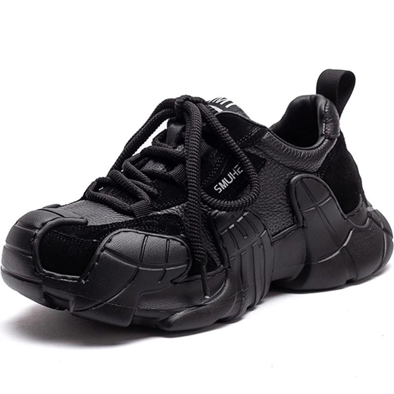 Fashion 2025 Autumn New Casual Outdoor Sports Lace Up Sneakers Lightweight Soft Sole Comfortable Genuine Leather Women's Shoes