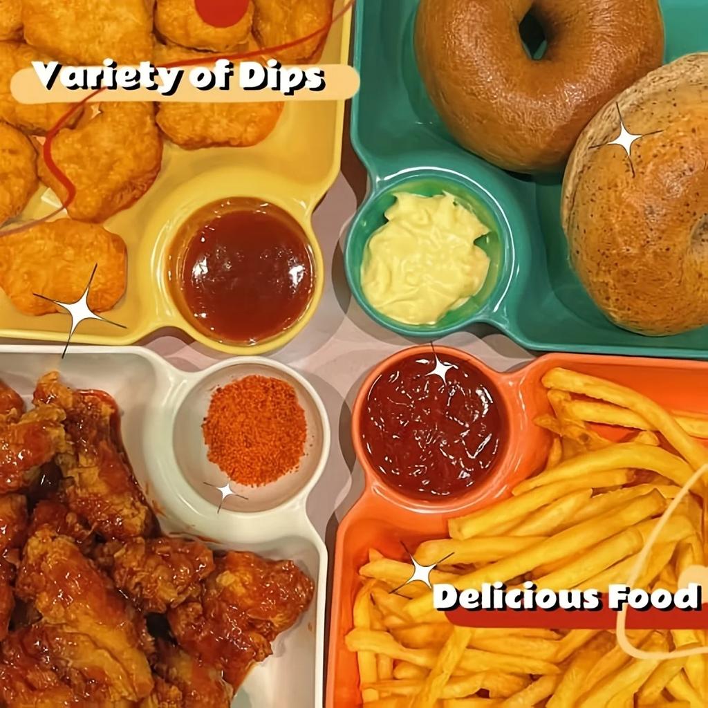 Пластиковая тарелка с соусом, квадратная тарелка с держателем для соуса, тарелка для суши, жареная курица и картофель фри, разделенная тарелка