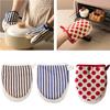 Heat-Resistant Oven Gloves Japanese-style Stripe Mini Oven Mitts Baking Gloves with Hanging Loops Hot Gloves for Cooking
